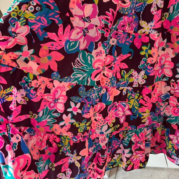 Lilly Pulitzer Ellabell Bohemian Garden Floral Tiered Maxi Dress Pockets Large - Picture 9 of 14